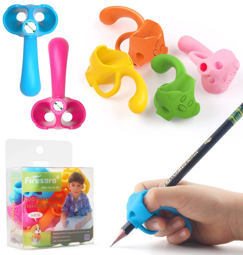 Firesara Training Grips for Kids Handwriting Top Class and Two Sizes Aid Grip Trainer Posture Correction Finger Grip for Kids, Adults, Arthritis Designed for Righties or Lefties(4Standard+2Large) - Image 1